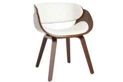 Miliboo Fauteuil Design|Voir Tous Les Fauteuils-Chaise design blanc et bois foncé noyer BENT