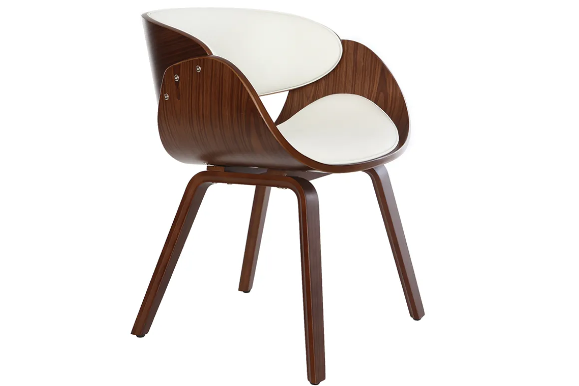 Miliboo Fauteuil Design|Voir Tous Les Fauteuils-Chaise design blanc et bois foncé noyer BENT