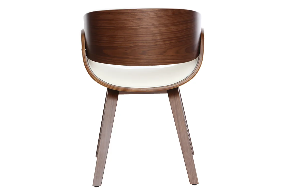 Miliboo Fauteuil Design|Voir Tous Les Fauteuils-Chaise design blanc et bois foncé noyer BENT