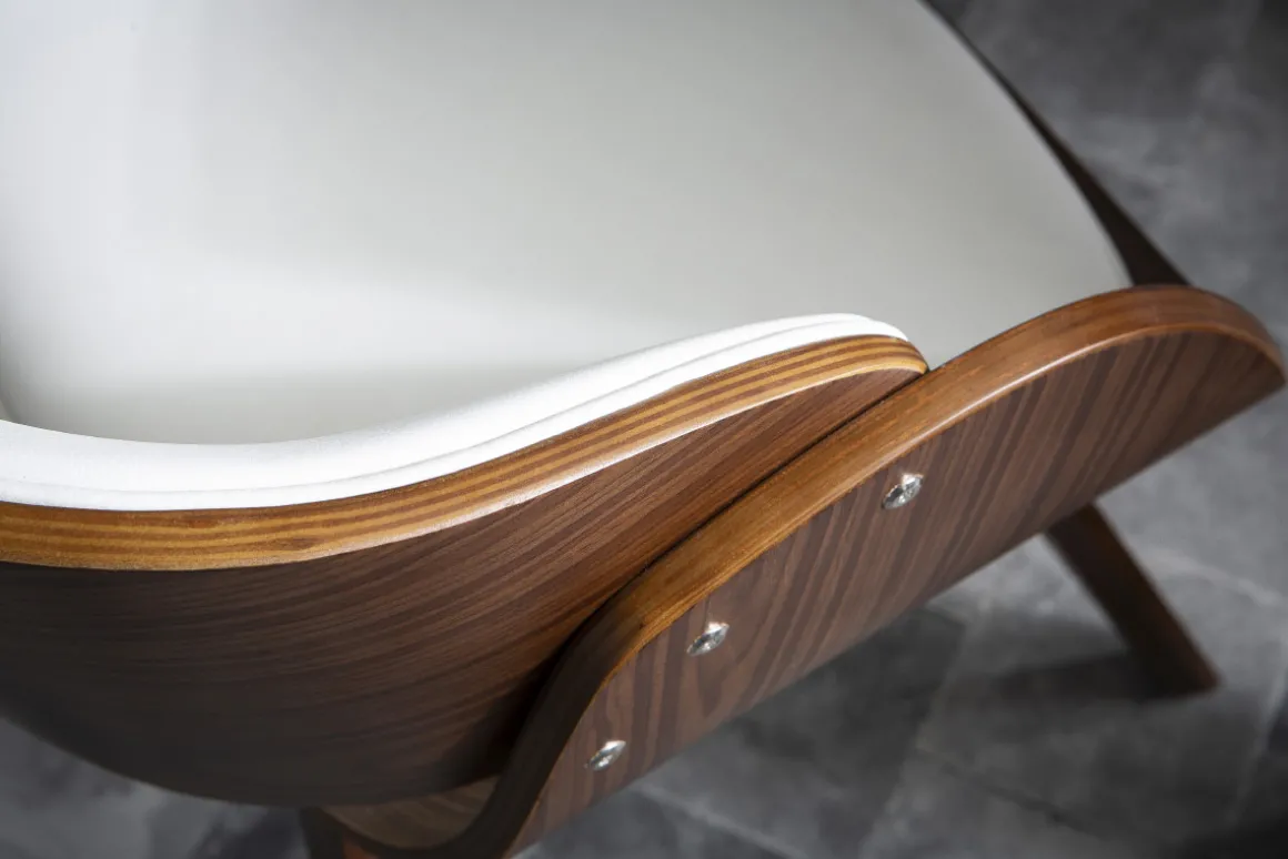 Miliboo Fauteuil Design|Voir Tous Les Fauteuils-Chaise design blanc et bois foncé noyer BENT