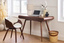 Miliboo Fauteuil Design|Voir Tous Les Fauteuils-Chaise design blanc et bois foncé noyer BENT