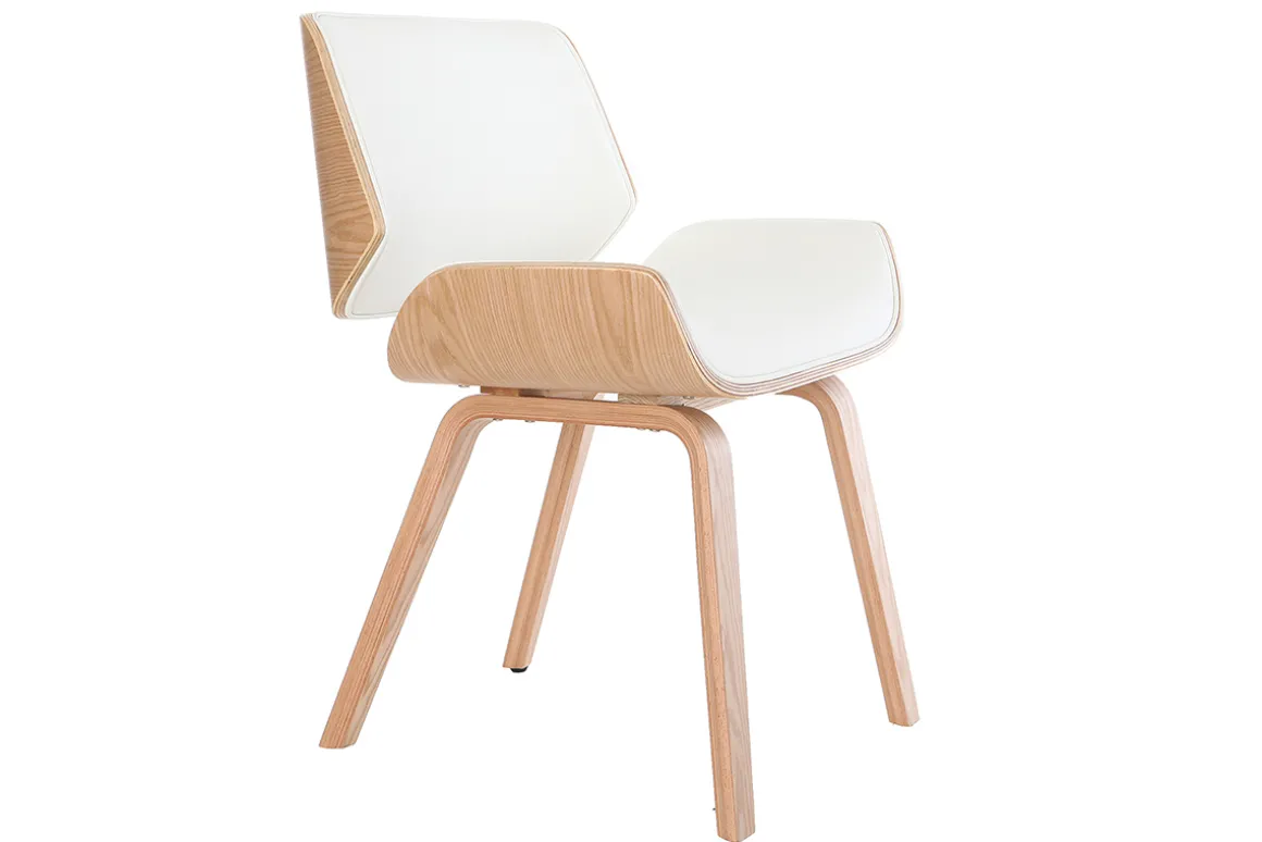 Miliboo Fauteuil Design|Voir Tous Les Fauteuils-Chaise design blanc et bois clair RUBBENS