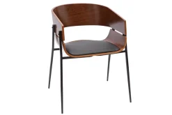 Miliboo Chaise Design|Chaise En Bois-Chaise design bois foncé et métal noir WESS