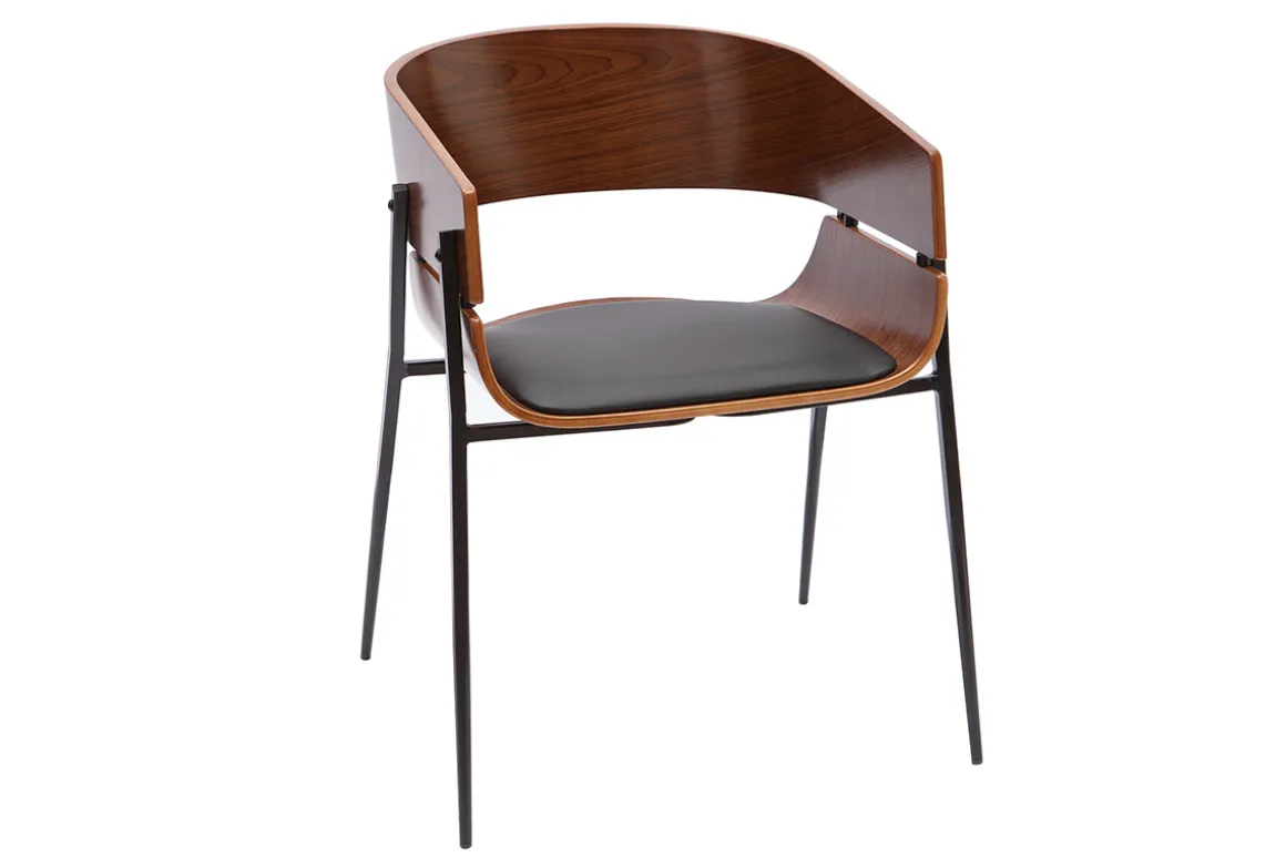 Miliboo Chaise Design|Chaise En Bois-Chaise design bois foncé et métal noir WESS