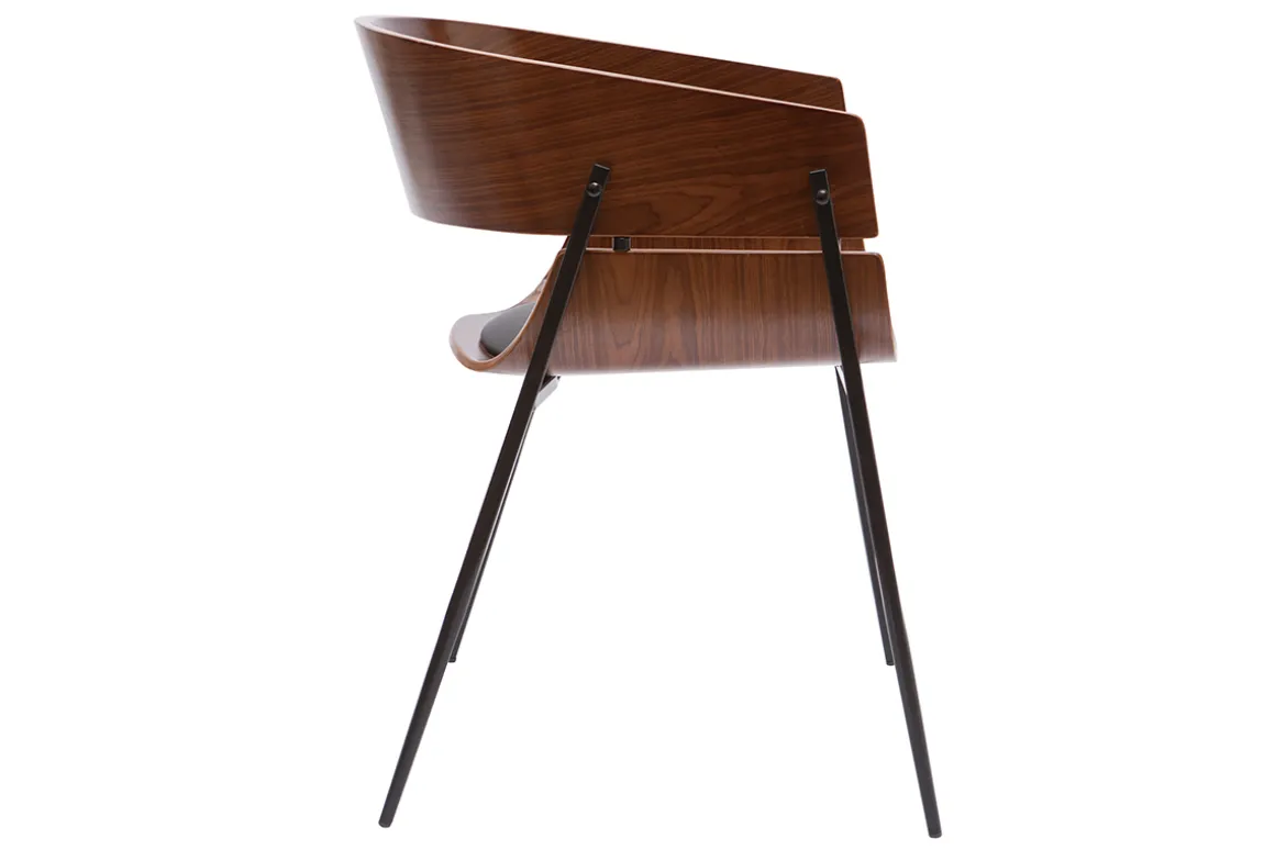 Miliboo Chaise Design|Chaise En Bois-Chaise design bois foncé et métal noir WESS