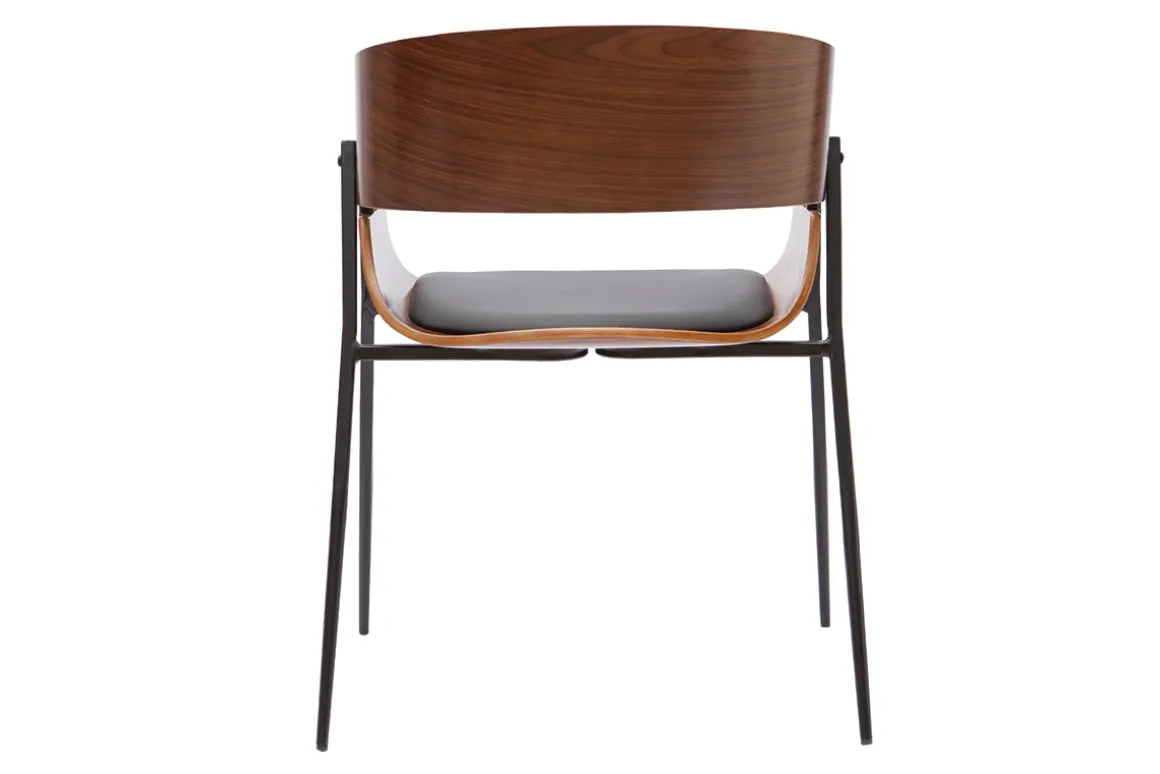 Miliboo Chaise Design|Chaise En Bois-Chaise design bois foncé et métal noir WESS