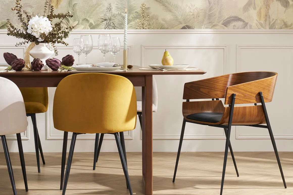 Miliboo Chaise Design|Chaise En Bois-Chaise design bois foncé et métal noir WESS