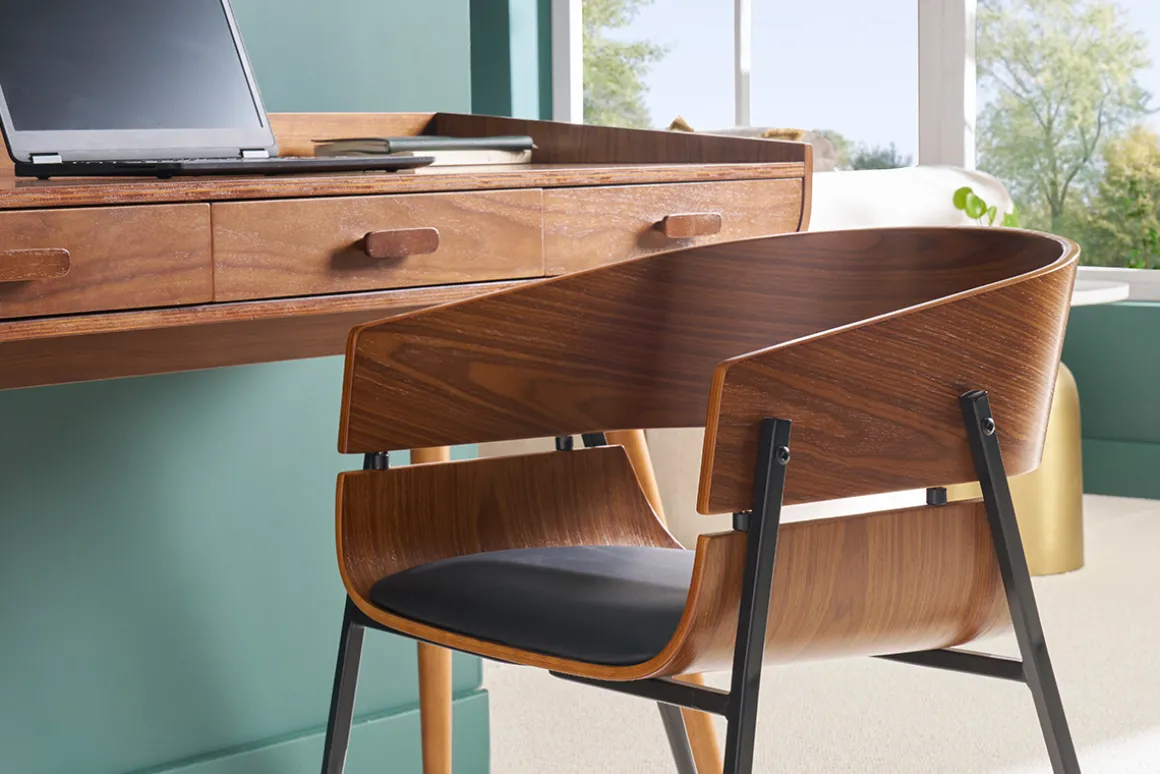 Miliboo Chaise Design|Chaise En Bois-Chaise design bois foncé et métal noir WESS