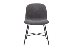 Miliboo Chaise Design-Chaise design effet velours gris et métal noir ARCADE