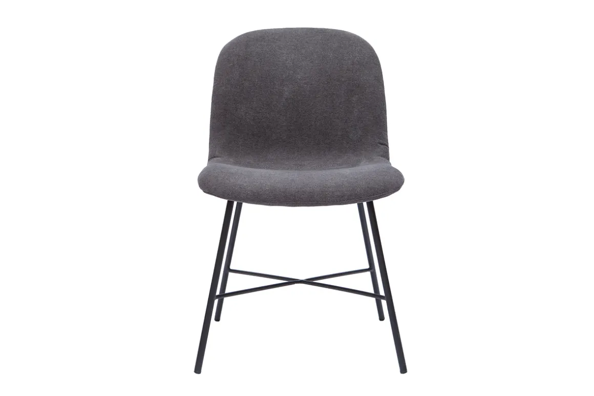 Miliboo Chaise Design-Chaise design effet velours gris et métal noir ARCADE