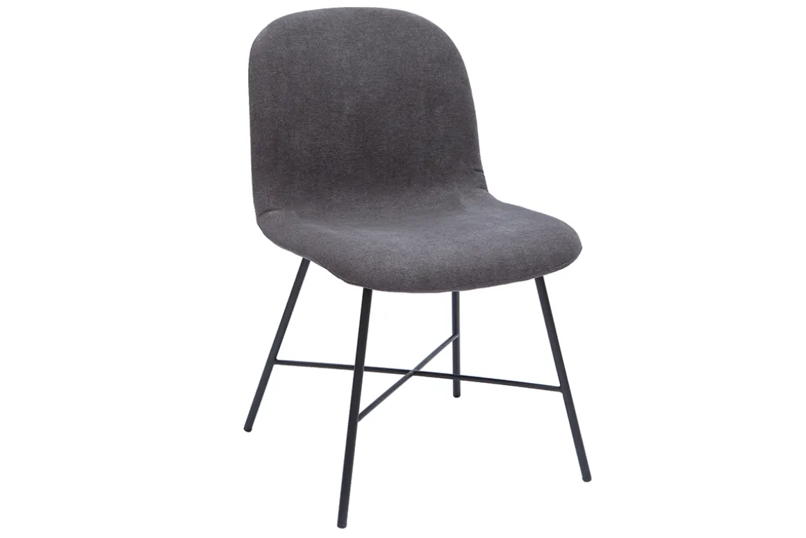 Miliboo Chaise Design-Chaise design effet velours gris et métal noir ARCADE