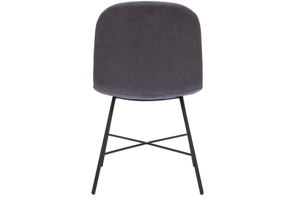 Miliboo Chaise Design-Chaise design effet velours gris et métal noir ARCADE