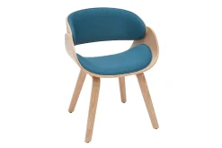 Miliboo Chaise Design|Chaise En Bois-Chaise design en tissu bleu canard et bois clair BENT