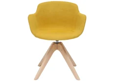 Miliboo Chaise Design-Chaise design en tissu effet velours jaune moutarde et bois clair massif AARON