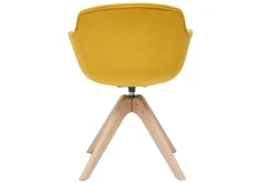 Miliboo Chaise Design-Chaise design en tissu effet velours jaune moutarde et bois clair massif AARON