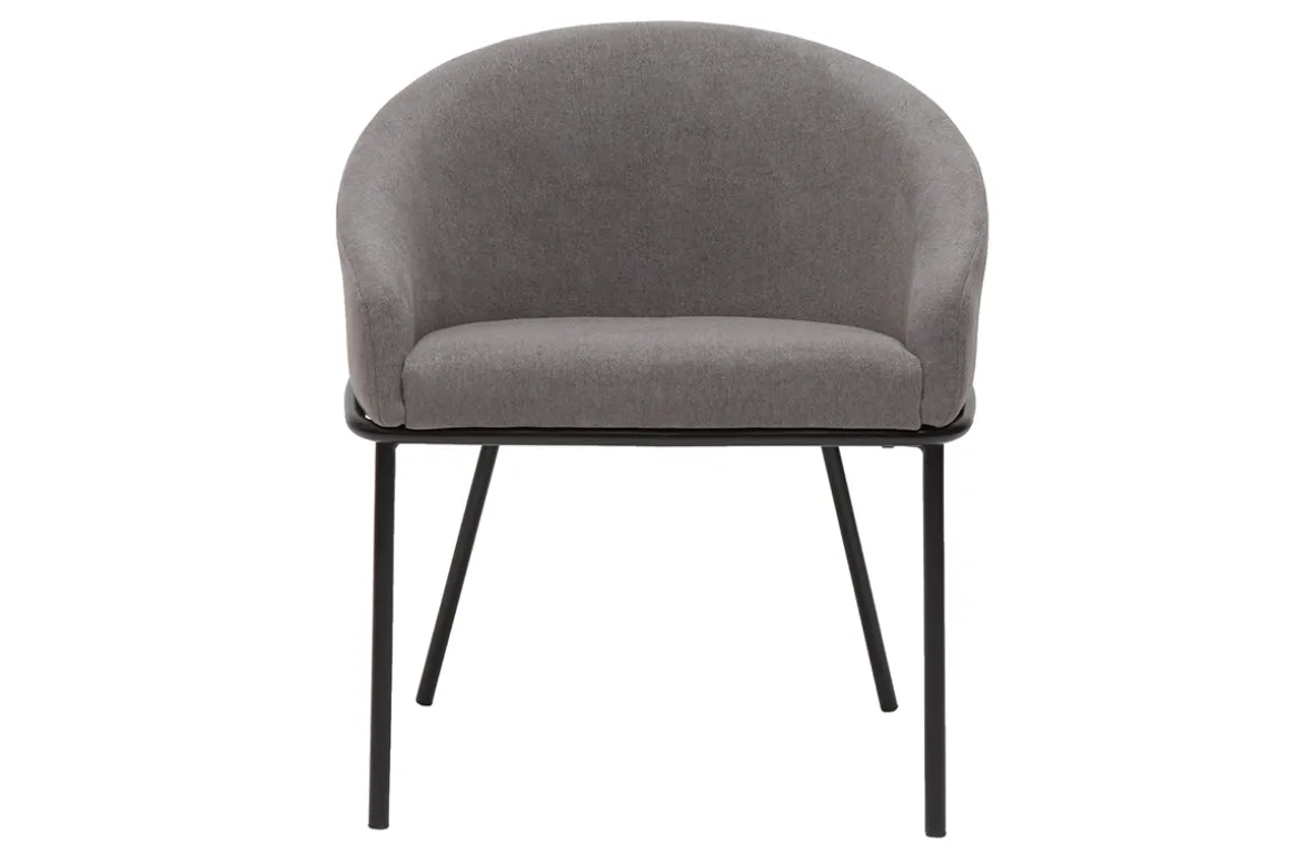 Miliboo Chaise Design-Chaise design en tissu effet velours gris et métal noir JENNA
