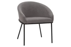 Miliboo Chaise Design-Chaise design en tissu effet velours gris et métal noir JENNA