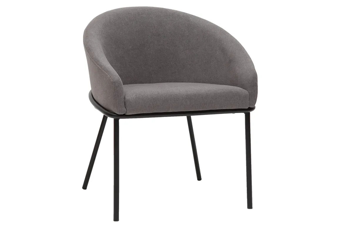 Miliboo Chaise Design-Chaise design en tissu effet velours gris et métal noir JENNA