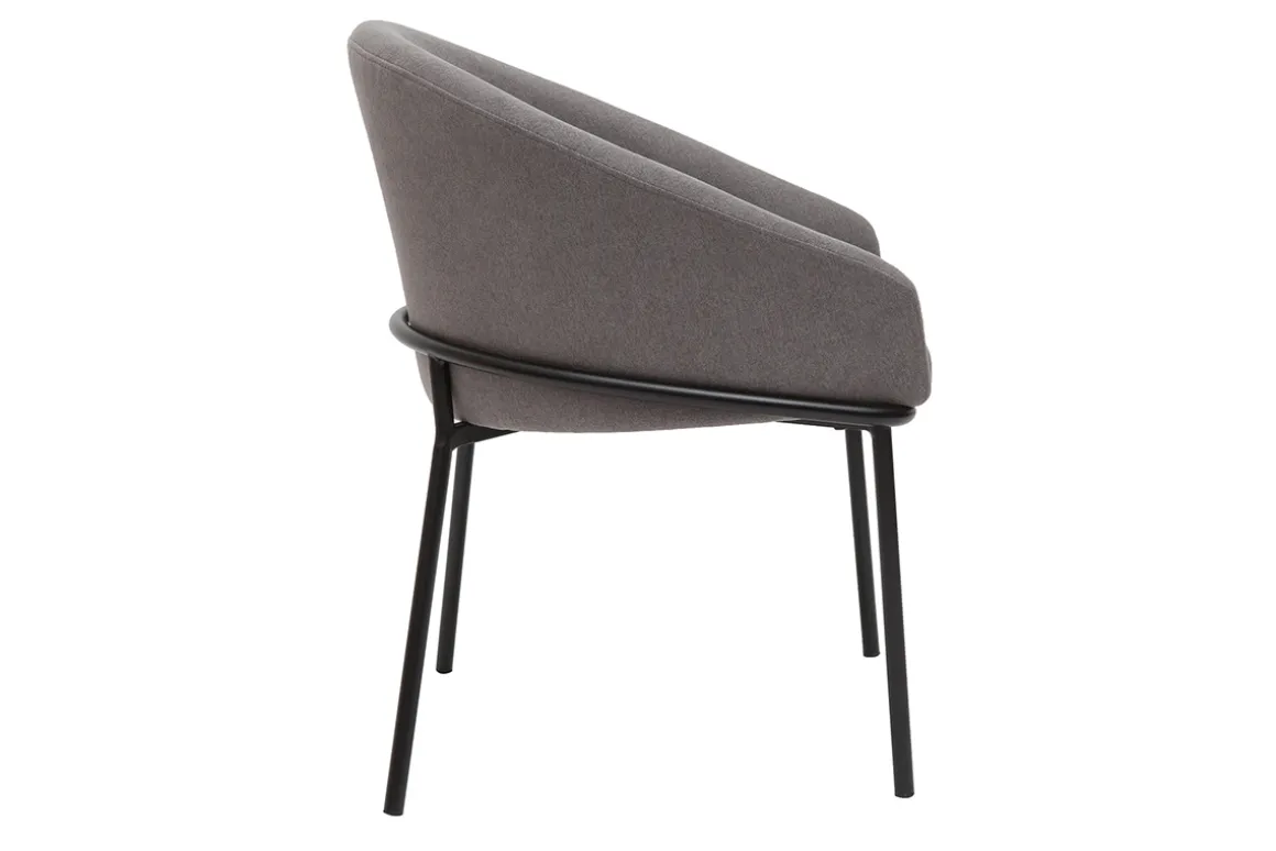 Miliboo Chaise Design-Chaise design en tissu effet velours gris et métal noir JENNA