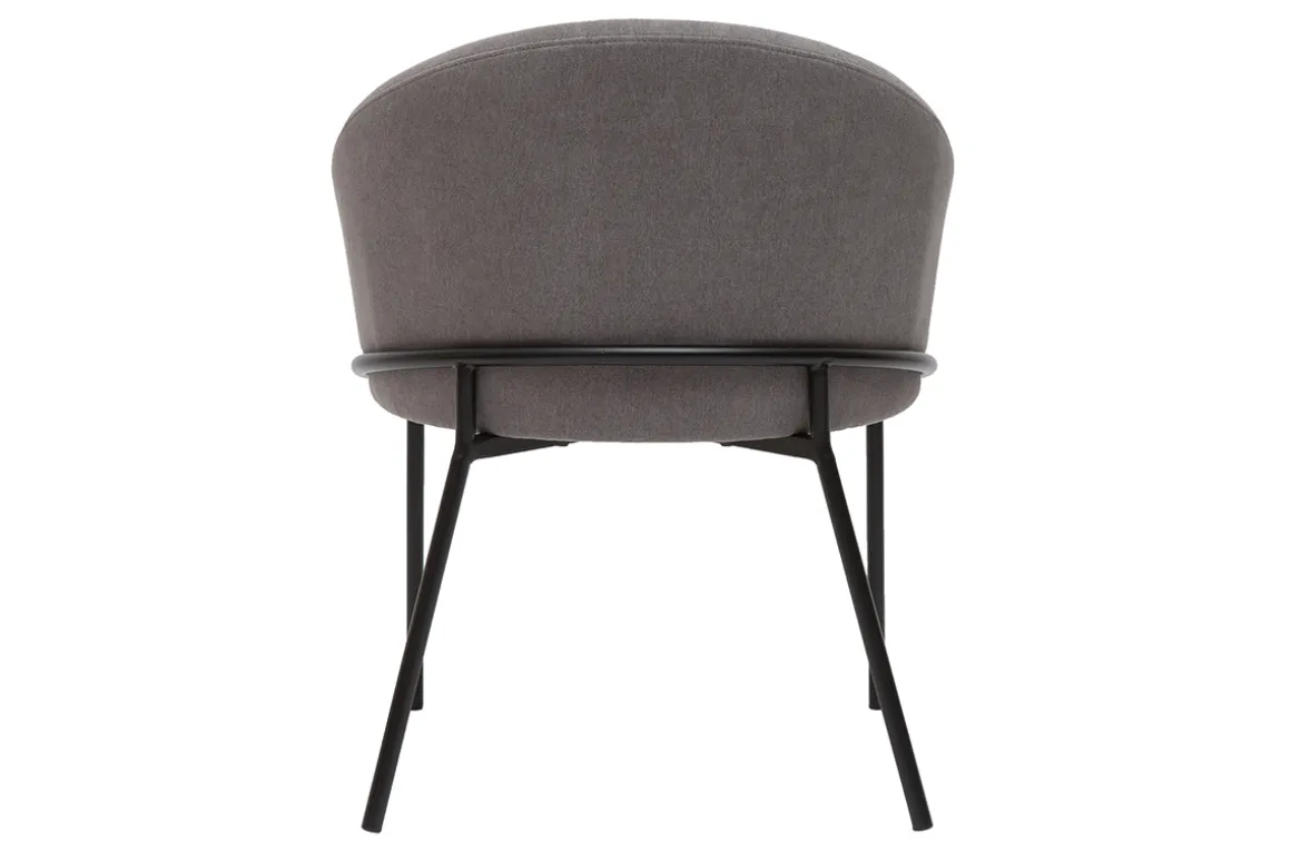Miliboo Chaise Design-Chaise design en tissu effet velours gris et métal noir JENNA
