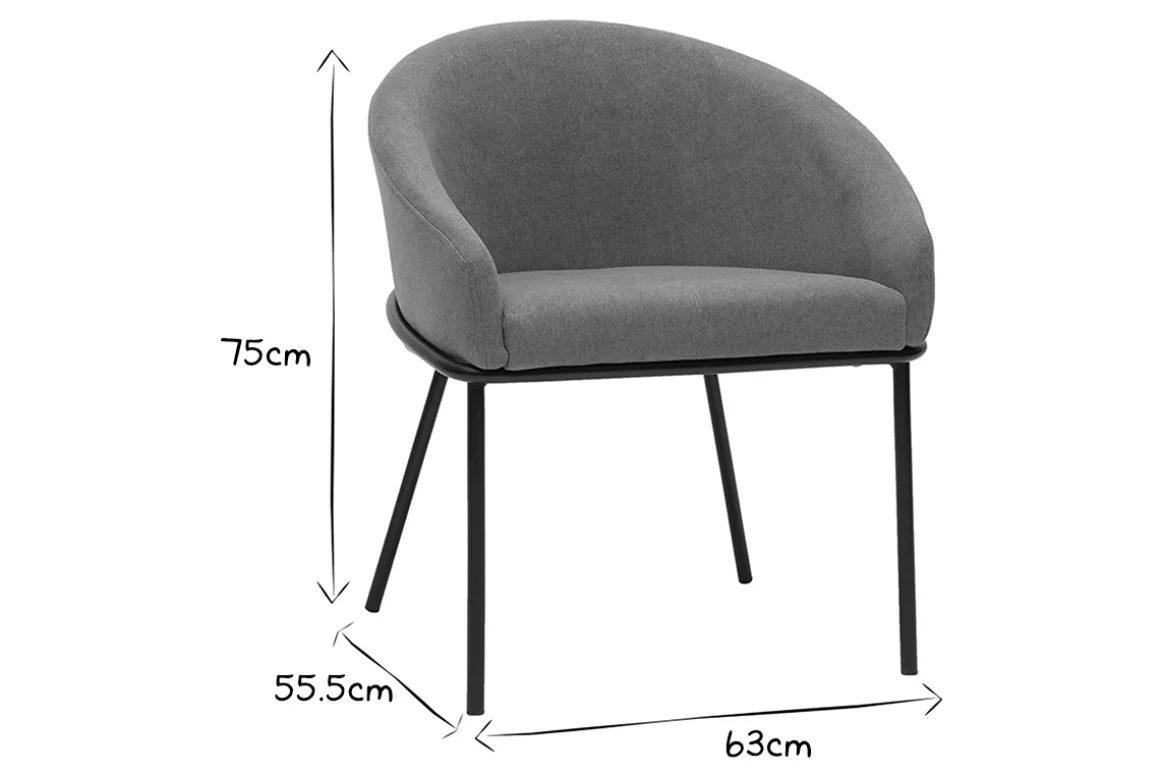Miliboo Chaise Design-Chaise design en tissu effet velours gris et métal noir JENNA