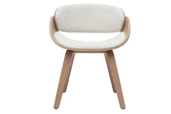 Miliboo Chaise Design-Chaise design en tissu effet laine bouclée blanc et bois clair BENT
