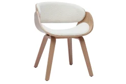 Miliboo Chaise Design-Chaise design en tissu effet laine bouclée blanc et bois clair BENT