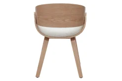 Miliboo Chaise Design-Chaise design en tissu effet laine bouclée blanc et bois clair BENT