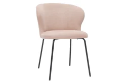 Miliboo Chaise Design-Chaise design en tissu effet velours rose poudré et métal noir YDA