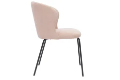 Miliboo Chaise Design-Chaise design en tissu effet velours rose poudré et métal noir YDA