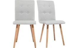 Miliboo Chaise Design-Chaise design en tissu gris clair et bois clair massif (lot de 2) HORTA