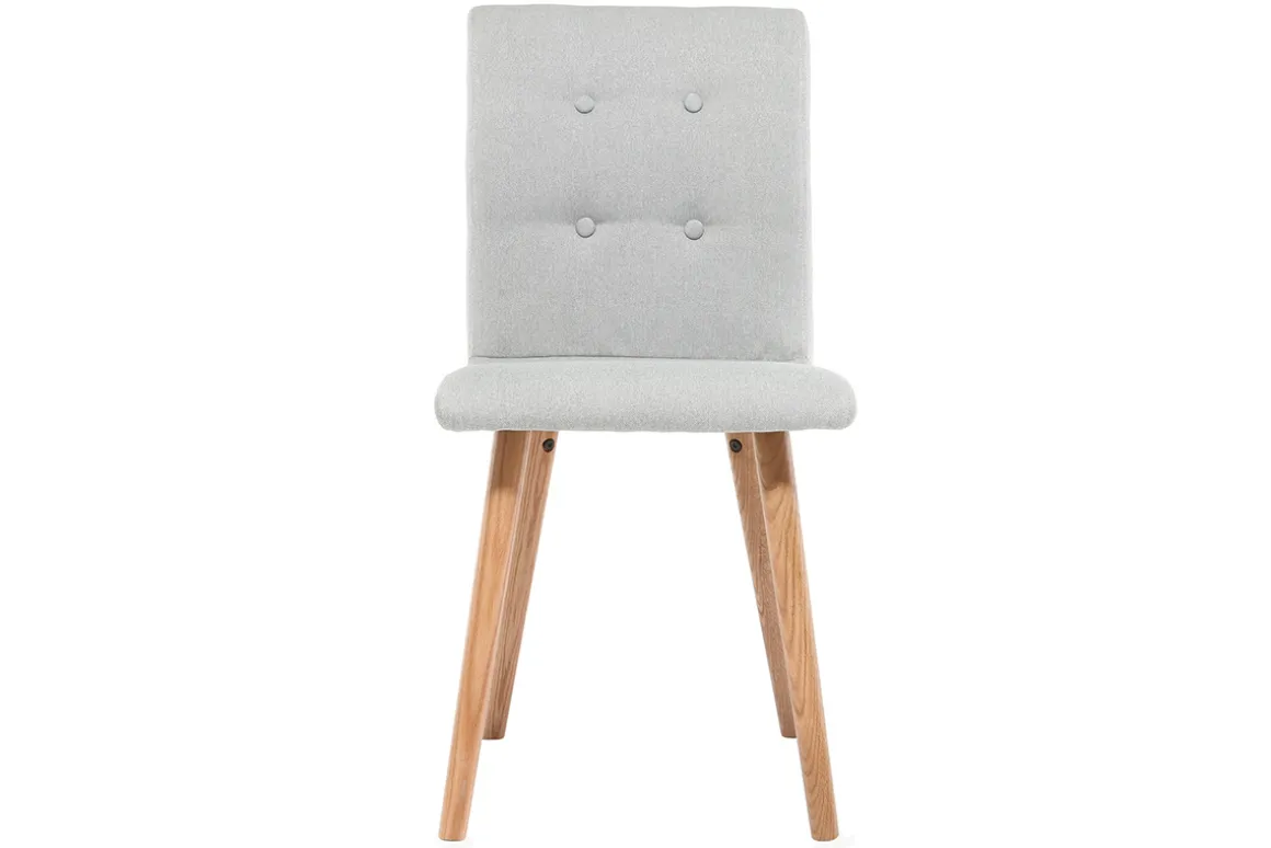 Miliboo Chaise Design-Chaise design en tissu gris clair et bois clair massif (lot de 2) HORTA