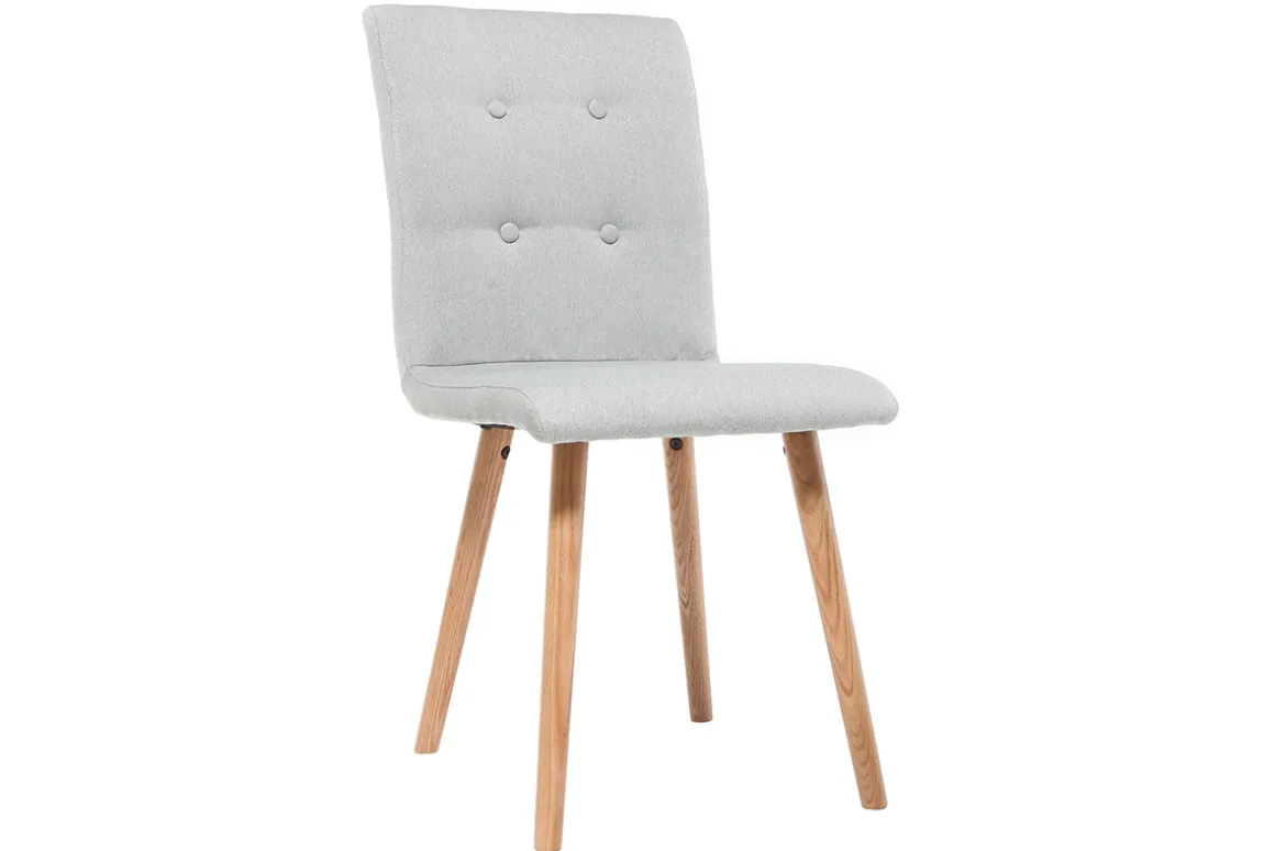 Miliboo Chaise Design-Chaise design en tissu gris clair et bois clair massif (lot de 2) HORTA