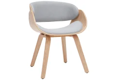 Miliboo Chaise Design|Chaise En Bois-Chaise design en tissu gris et bois clair BENT