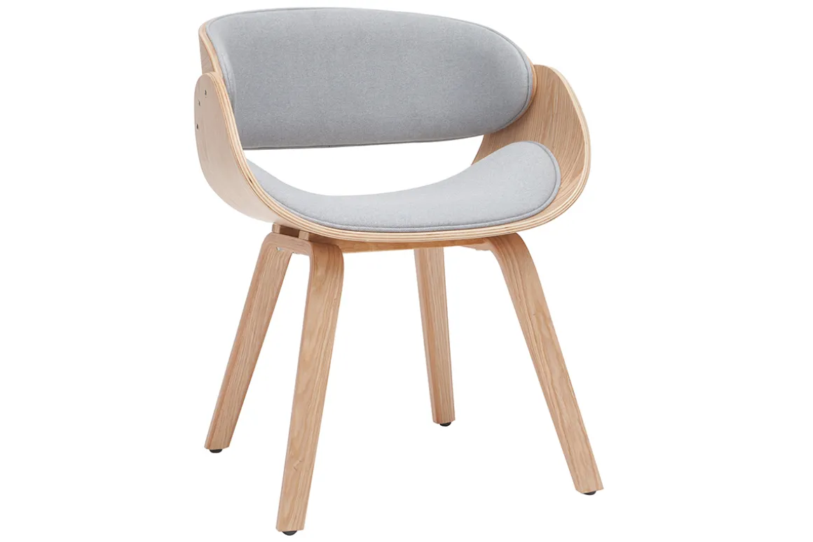 Miliboo Chaise Design|Chaise En Bois-Chaise design en tissu gris et bois clair BENT