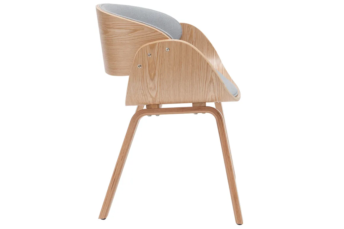 Miliboo Chaise Design|Chaise En Bois-Chaise design en tissu gris et bois clair BENT