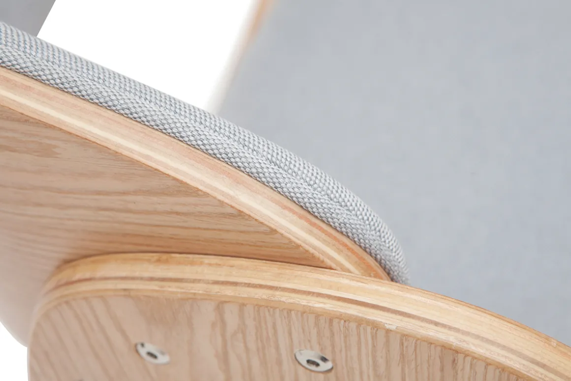 Miliboo Chaise Design|Chaise En Bois-Chaise design en tissu gris et bois clair BENT