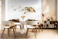 Miliboo Chaise Design|Chaise En Bois-Chaise design en tissu gris et bois clair BENT