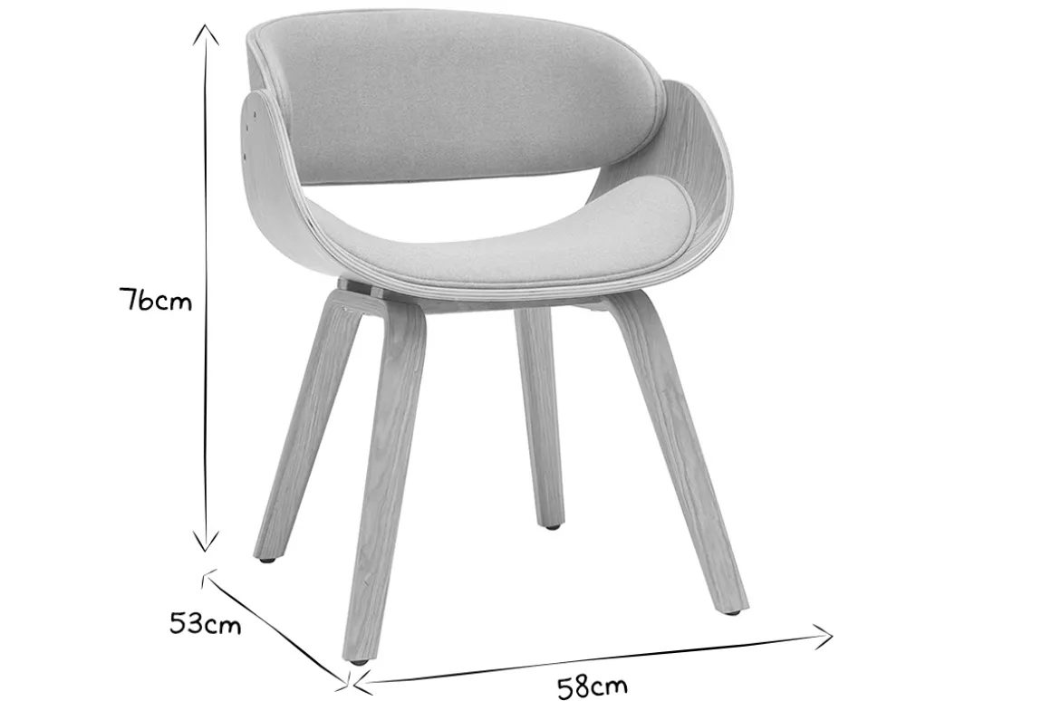 Miliboo Chaise Design|Chaise En Bois-Chaise design en tissu gris et bois clair BENT