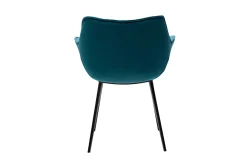 Miliboo Chaise Design-Chaise design en tissu velours bleu pétrole et métal noir VOLO