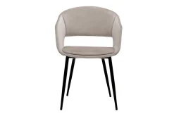 Miliboo Chaise Design-Chaise design en tissu velours taupe et métal noir PRISMA