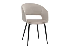 Miliboo Chaise Design-Chaise design en tissu velours taupe et métal noir PRISMA