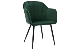 Miliboo Chaise Design-Chaise design en tissu velours vert foncé et métal noir MILLY