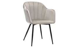 Miliboo Chaise Design-Chaise design en tissu velours taupe et métal noir MILLY