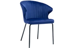 Miliboo Chaise Design-Chaise design en tissu velours bleu foncé et métal noir REQUIEM