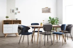 Miliboo Chaise Design-Chaise design en tissu velours bleu foncé et métal noir REQUIEM