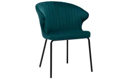 Miliboo Chaise Design-Chaise design en tissu velours gaufré bleu canard et métal noir REQUIEM