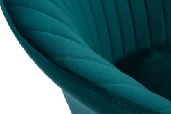 Miliboo Chaise Design-Chaise design en tissu velours gaufré bleu canard et métal noir REQUIEM