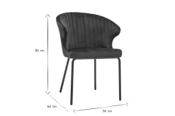 Miliboo Chaise Design-Chaise design en tissu velours gaufré bleu canard et métal noir REQUIEM