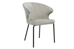 Miliboo Chaise Design-Chaise design en tissu velours gaufré taupe et métal noir REQUIEM